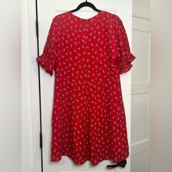 Madewell Silk Ruffle Sleeve Button Front Lilies Dress (14) - Picture 7 of 7